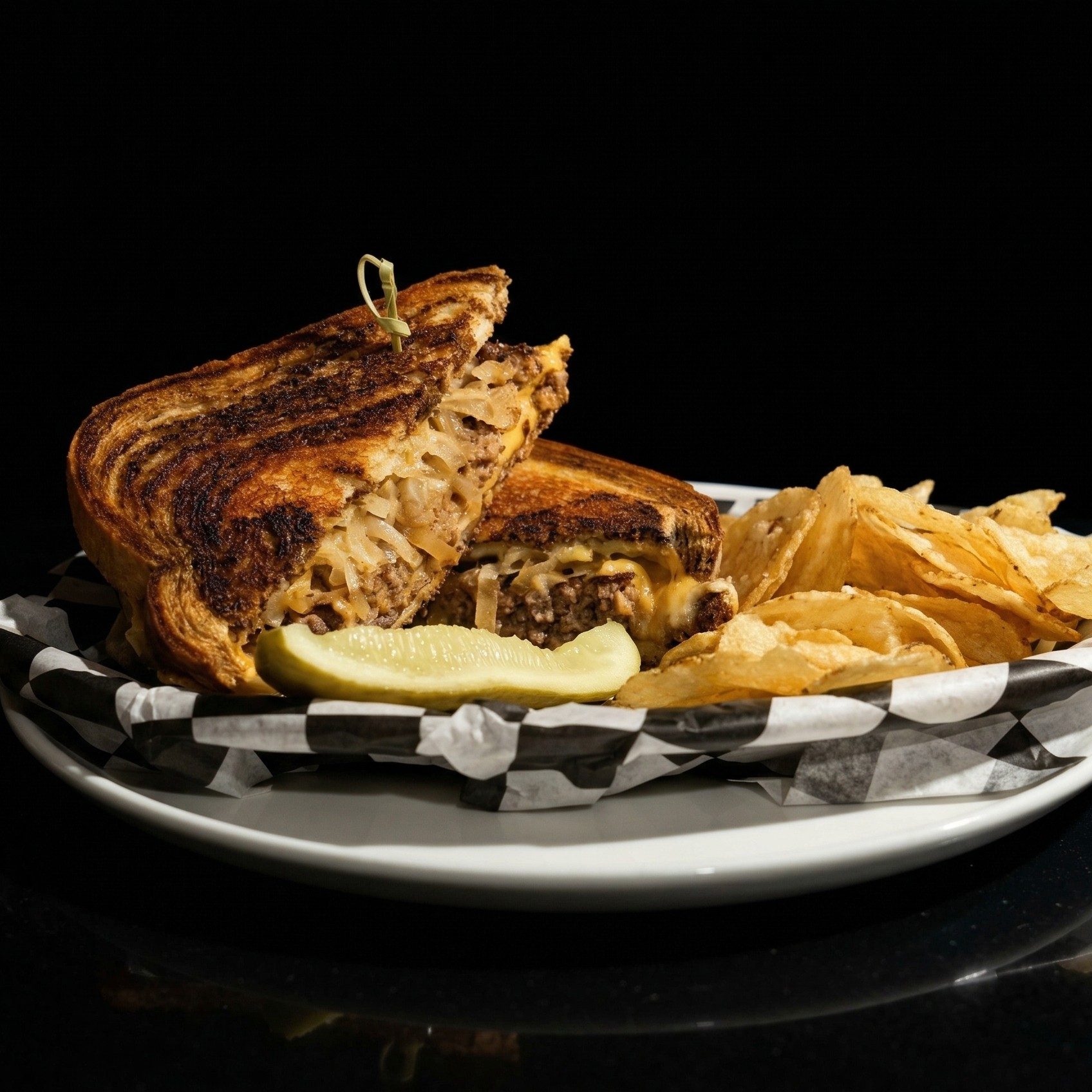 Patty Melt on Marble Rye.